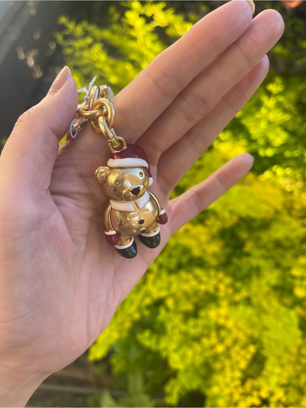 Coach Gold Teddy Bear Holiday Charm - Red & Black Accents